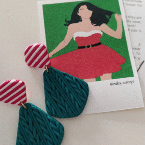 Christmas Elf - Χριστουγεννιάτικα χειροποίητα καρφωτά σκουλαρίκια από πολυμερικό πηλό - πηλός, καρφωτά, ατσάλι, χριστουγεννιάτικα δώρα, καρφάκι, δώρα για γυναίκες - 3