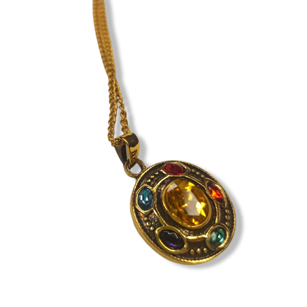 Χρυσό κολιέ με Infinity stones εμπνευσμένο από Avengers - ορείχαλκος, φθηνά, μενταγιόν - 3