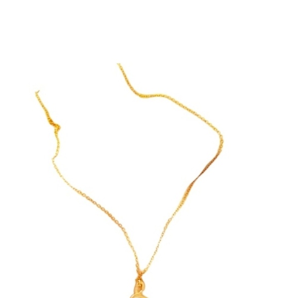 Χειροποίητο κολιέ με ατσάλινη αλυσίδα σε χρυσό χρώμα και ορειχάλκινο κρεμαστό μοτίφ χρυσού χρώματος - αλυσίδες, ορείχαλκος, μακριά, ατσάλι - 3
