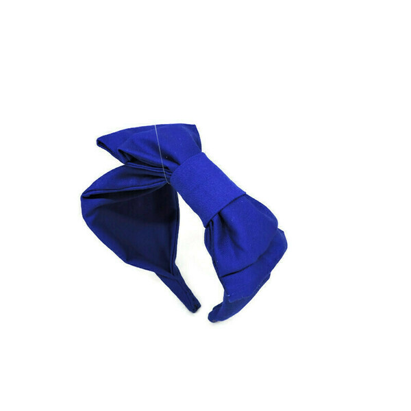 Χειροποίητη στέκα για τα μαλλιά σε μπλε ρουά χρώμα με διπλό φιόγκο σετάρεται με φιόγκο - αξεσουάρ μαλλιών, στέκες
