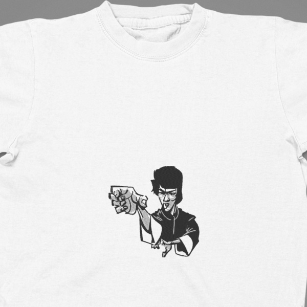 Βαμβακερό μπλουζάκι με κεντητό σχέδιο Bruce Lee - βαμβάκι, κεντητά