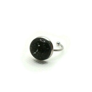 Minimal Ατσάλινο Δαχτυλίδι Fused Glass Μαύρο 13mm - γυαλί, μικρά, ατσάλι, αυξομειούμενα, φθηνά