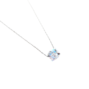 Swarovski Cube Κολιέ με Ατσάλινη Αλυσίδα 45εκ - γυαλί, swarovski, κοντά, ατσάλι, κύβος