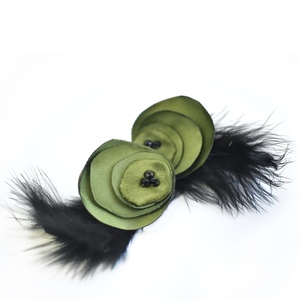 Πράσινα υφασμάτινα σκουλαρίκια με φτερά - φτερό, δώρο, must αξεσουάρ, καρφωτά, ατσάλι - 3