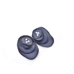 Μπλε υφασμάτινα σκουλαρίκια με οπαλίνες - ημιπολύτιμες πέτρες, βραδυνά, swarovski, καρφωτά, ιδεά για δώρο - 2