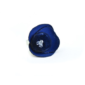 Δαχτυλίδι με μπλε λουλούδι και Swarovski - ημιπολύτιμες πέτρες, λουλούδι, ατσάλι, ιδεά για δώρο, αυξομειούμενα