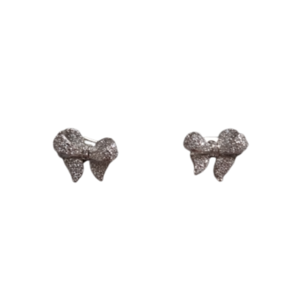 Επαργυρα σκουλαρικια φιογκοι απο ορειχαλκο με κρυσταλλα 1,5 x 1 cm - καρφωτά, μικρά, επάργυρα, ορείχαλκος, φιόγκος
