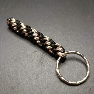 μπρελόκ paracord σε μαύρο και μπεζ - ύφασμα, κορδόνια - 5