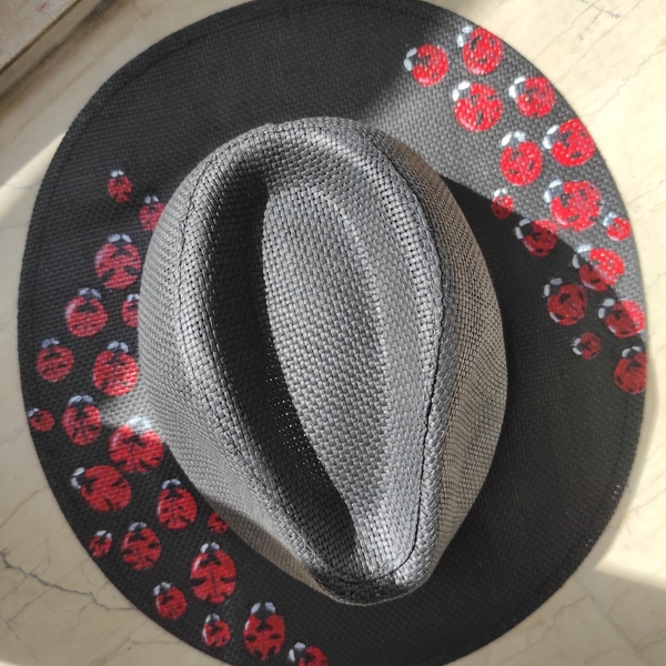 Μαύρο Ψάθινο Καπέλο με Πασχαλίτσες - ψάθινα - 3