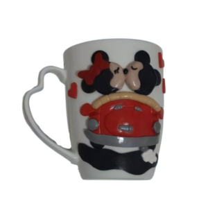 Τρισδιάστατη χειροποίητη κούπα Mickey & Minnie mouse στο αυτοκίνητο - πηλός, ζευγάρια, δώρα αγίου βαλεντίνου, κούπες & φλυτζάνια