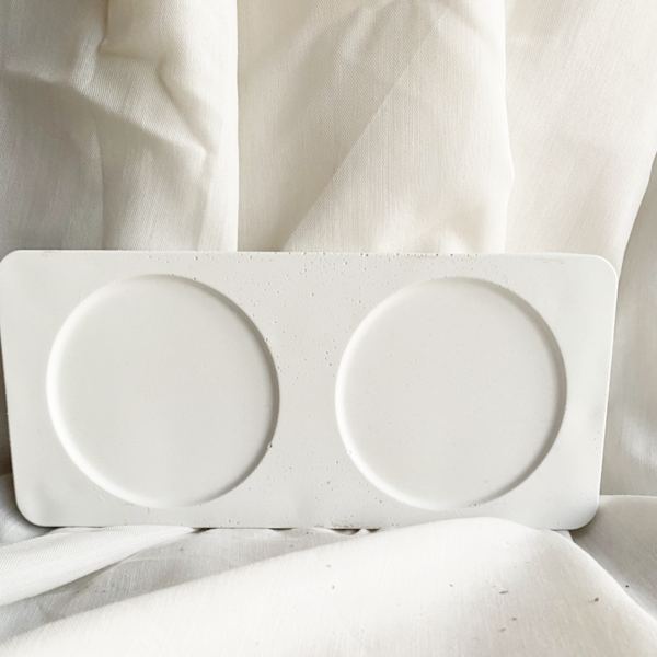 Διπλό Σουβέρ από τσιμέντο Λευκό 20 cm| Concrete Decor - σουβέρ, τσιμέντο, πιατάκια & δίσκοι - 3