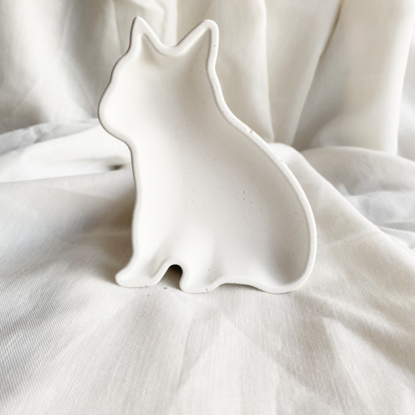 Διακοσμητικό Δισκάκι σε Σχήμα Γάτας από τσιμέντο Λευκό 10cm| Concrete Decor - τσιμέντο, γάτα, πιατάκια & δίσκοι - 5