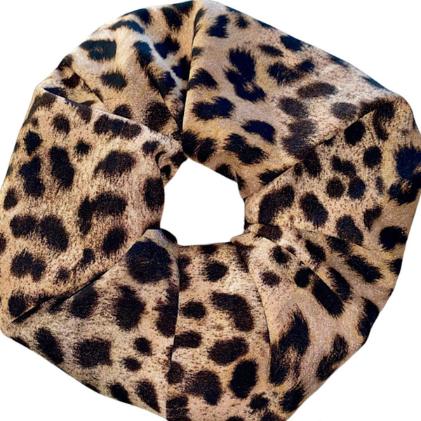 Scrunchie λαστιχάκι μαλλιών XXL size “Leopard” - ύφασμα, animal print, σατέν, λαστιχάκια μαλλιών
