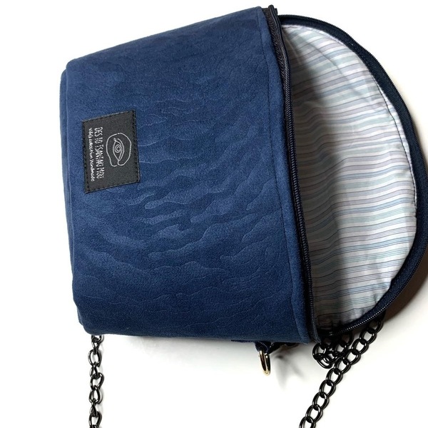 Χειροποίητο μπλε belt bag -blue zebra belt bag - ύφασμα, χιαστί, all day, μέσης, μικρές - 2