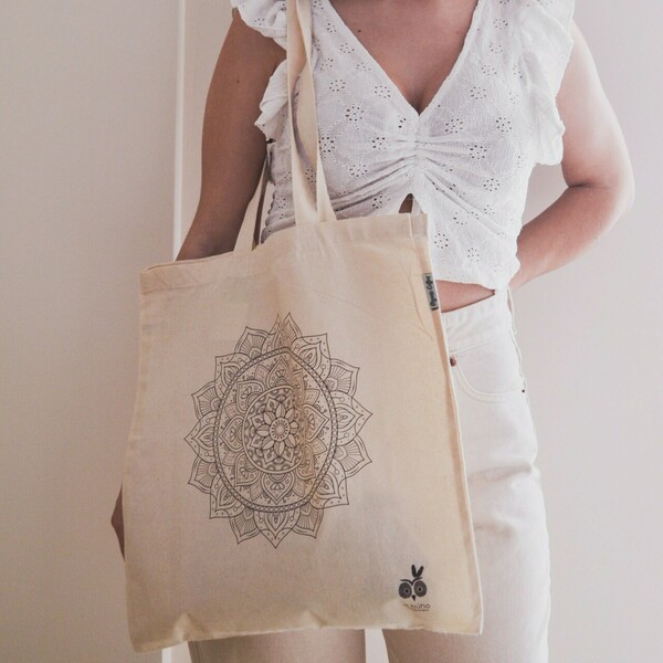 Tote Bag Mandala Organic Cotton - ύφασμα, ώμου, all day, tote, πάνινες τσάντες