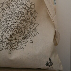Tote Bag Mandala Organic Cotton - ύφασμα, ώμου, all day, tote, πάνινες τσάντες - 2