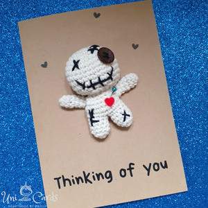 Χιουμοριστική κάρτα - Voodoo Doll - crochet, χιουμοριστικό, amigurumi, αγ. βαλεντίνου, ευχετήριες κάρτες - 2