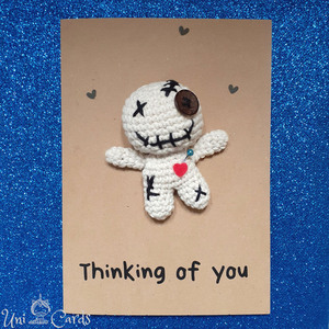 Χιουμοριστική κάρτα - Voodoo Doll - crochet, χιουμοριστικό, amigurumi, αγ. βαλεντίνου, ευχετήριες κάρτες - 3
