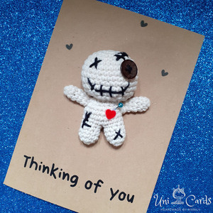Χιουμοριστική κάρτα - Voodoo Doll - crochet, χιουμοριστικό, amigurumi, αγ. βαλεντίνου, ευχετήριες κάρτες - 4