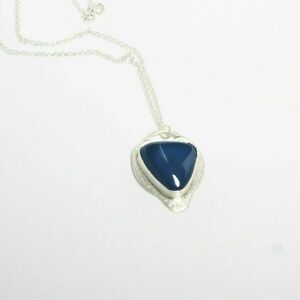 Χειροποίητο ασημένιο 925 μενταγιόν σε σχήμα καρδιάς,με οπάλ μπλε πέτρα. - ασήμι 925, καρδιά, κοσμήματα, μενταγιόν