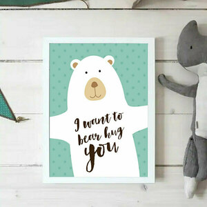 Bear Hug You! Σετ 2 Παιδικά Καδράκια 21x30cm - πίνακες & κάδρα, ζωάκια, παιδικά κάδρα - 3