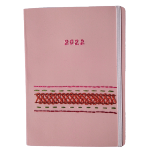 Κεντημένο ημερήσιο ημερολόγιο παστέλ ροζ boho - ημερολόγια