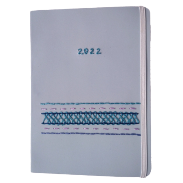 Κεντημένο ημερήσιο ημερολόγιο παστέλ γαλάζιο boho - ημερολόγια