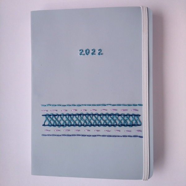 Κεντημένο ημερήσιο ημερολόγιο παστέλ γαλάζιο boho - ημερολόγια - 2