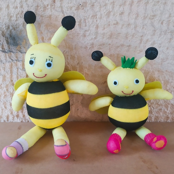 Μέλισσες σετ χειροποίητες από κάλτσες 44 εκατοστά - λούτρινα, για παιδιά, για μωρά - 2