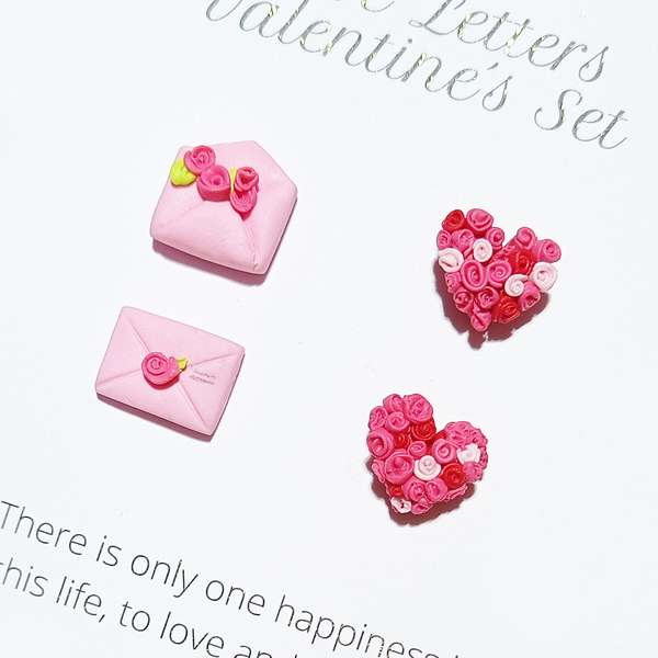 Love Letters Valentine's Set | Σκουλαρίκια & lip-oil, χειροποίητα σκουλαρίκια από πολυμερικό πηλό σε σχέδιο γράμμα Αγίου Βαλεντίνου & καρδιές - πηλός, ατσάλι, δώρα αγίου βαλεντίνου, αγ. βαλεντίνου, σετ κοσμημάτων - 3