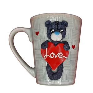 Τρισδιάστατη κούπα αρκουδάκι με καρδούλα love - πηλός, αρκουδάκι, ζευγάρια, δώρα αγίου βαλεντίνου, κούπες & φλυτζάνια