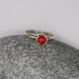 Ασημένιο δαχτυλίδι με κόκκινο αχάτη - ημιπολύτιμες πέτρες, ασήμι 925, χειροποίητα, βεράκια, σταθερά - 3