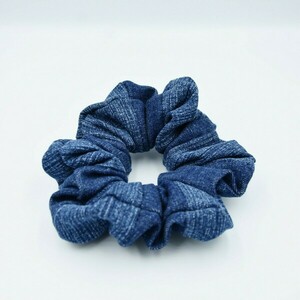 Λαστιχάκι για μαλλιά denim scrunchies - ύφασμα, μαλλιά, μαμά, λαστιχάκια μαλλιών