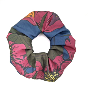 Scrunchie Winter Flowers σατέν - ύφασμα, σατέν, λαστιχάκια μαλλιών