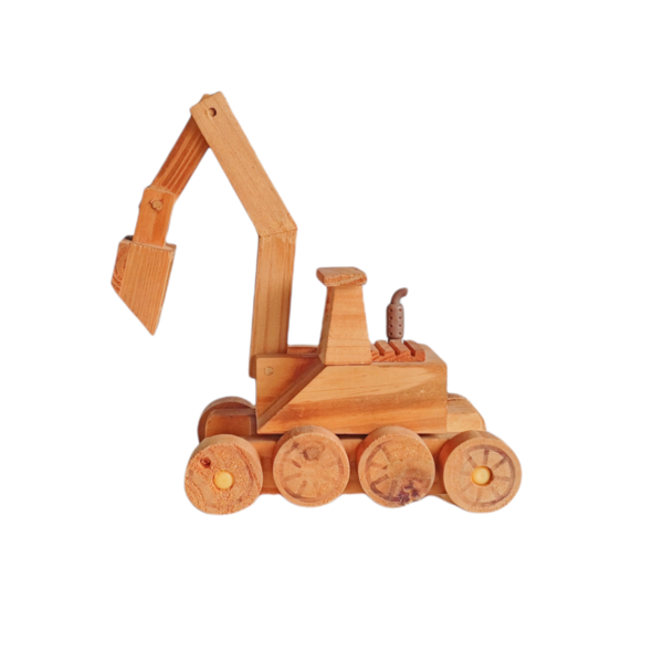 Χειροποίητο ξύλινο παιχνίδι εσκαφέας 12x26x11 - ξύλινα παιχνίδια - 3