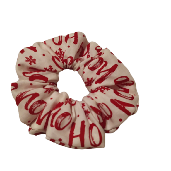 Υφασμάτινο βαμβακερό λαστιχάκι για τα μαλλιά χριστουγεννιάτικο εκρού Ho Ho - χριστουγεννιάτικα scrunchies- χριστουγεννιάτικο λαστιχάκι - ύφασμα, χριστουγεννιάτικα δώρα, δώρα για δασκάλες, μαμά και κόρη