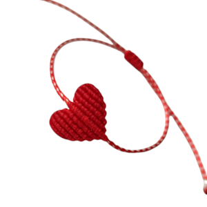 Βραχιόλι χειροποίητο Μάρτης με κόκκινη καρδιά μεσαίο μέγεθος - καρδιά, κορδόνια, μαρτάκια, χεριού, αυξομειούμενα
