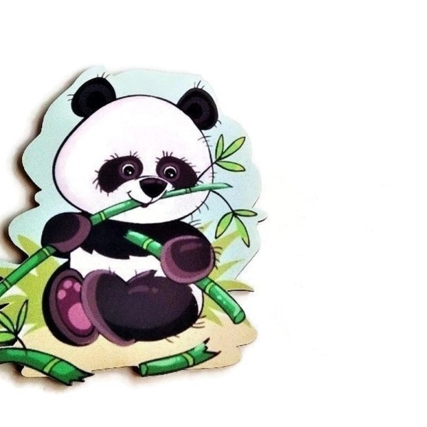 Ξύλινο μαγνητάκι για μπομπονιέρα βάπτισης με θέμα Panda 8εκ - βάπτισης