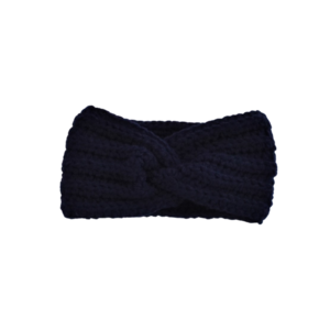 Χειροποίητη πλεκτή στριφτή κορδέλα μπλε σκούρο από 100% ακρυλικό νήμα - turban, headbands