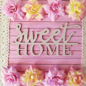 Ξύλινος κουμπαράς 20x20 εκατοστών sweet home με λουλούδια - ξύλο, δώρο, λουλούδια, κουμπαράδες - 2
