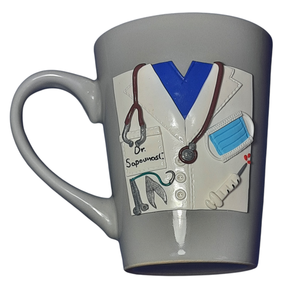 Τρισδιάστατη κούπα ιατρική ρόμπα από πολυμερικό πηλό - πηλός, πορσελάνη, κούπες & φλυτζάνια, δώρο για γιατρό