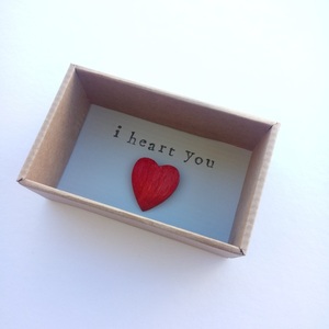 Ευχετήρια Κάρτα in a ΒΟΧ I heart You 7,6 x 12,3 x 4,9 εκ σπιρτόκουτο χαρτί The Pink Feather - ζευγάρια, γενική χρήση, ευχετήριες κάρτες - 3