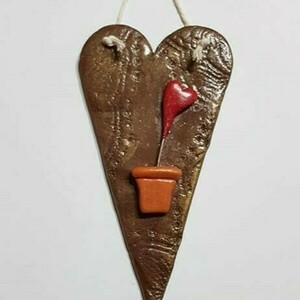 κρεμαστη καρδια (3) valentine's day απο πολυμερικο πηλο (fimo) - διακοσμητικά, πηλός, κρεμαστά, δώρα αγίου βαλεντίνου