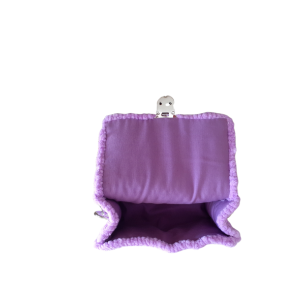 Πλεκτή τσάντα μωβ με αλυσίδα - νήμα, ώμου, χιαστί, πλεκτές τσάντες, μικρές - 3