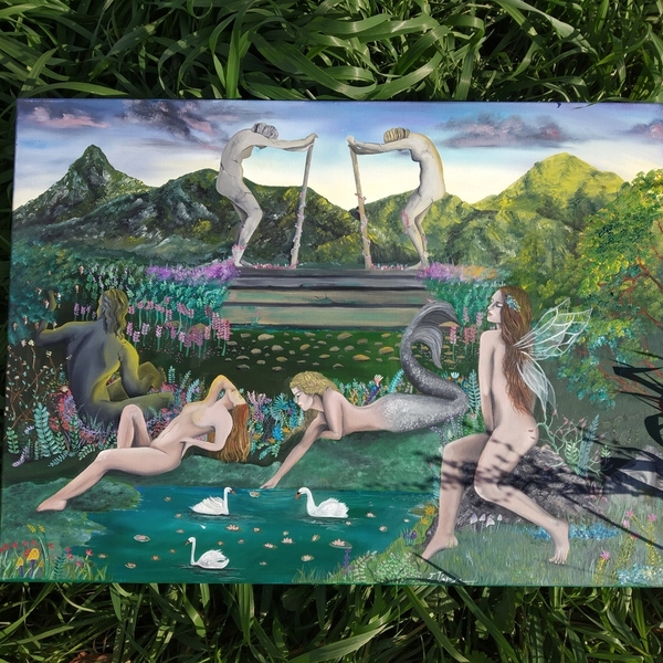 "Μυστικός Κήπος" Πίνακας Ζωγραφικής, ελαιογραφία 50×70cm - πίνακες & κάδρα, πίνακες ζωγραφικής - 4