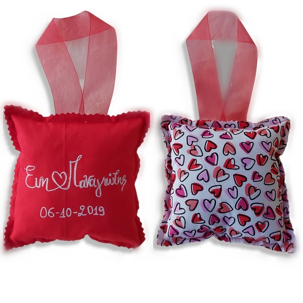 Costum-made μαξιλαράκι, κόκκινο/καρδιές valentine's day - καρδιά, διακοσμητικά, δώρα αγίου βαλεντίνου, μαξιλάρια