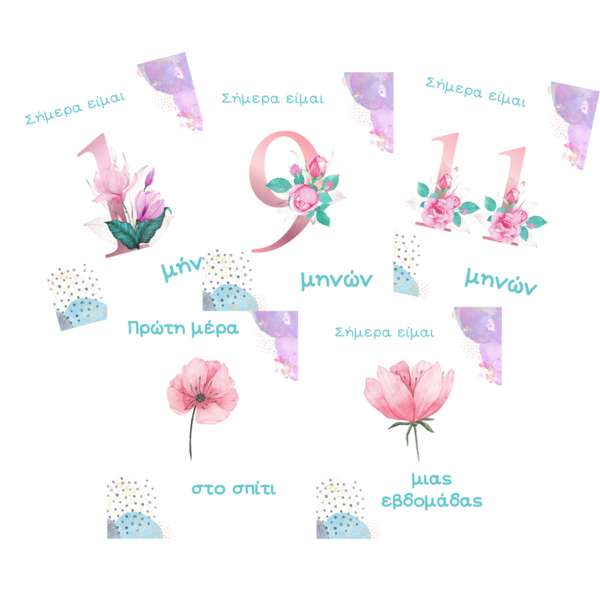 Κάρτες βρεφικής ανάπτυξης λουλούδια milestone cards κορίτσι 12*15 εκ. - κορίτσι, αναμνηστικά, δώρα για μωρά