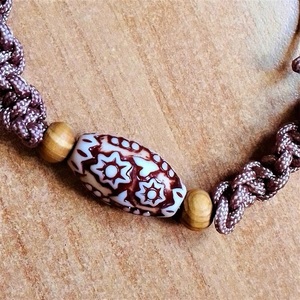 Αντρικό βραχιόλι boho με ξύλινη χάντρα σε σπειράλ πλέξη, αυξομειούμενο. - ξύλο, μακραμέ, βραχιόλια, boho, ethnic - 2