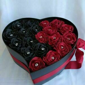 Πολυτελές κουτί καρδιά με χειροποίητα τριαντάφυλλα - ύφασμα, επέτειος, διακοσμητικά, δώρα αγίου βαλεντίνου - 2