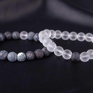 MEN’S BRACELET оf AHAT BLACK CRACKED and QUARTZ TRANSPARENT - ημιπολύτιμες πέτρες, χάντρες, χεριού, φθηνά